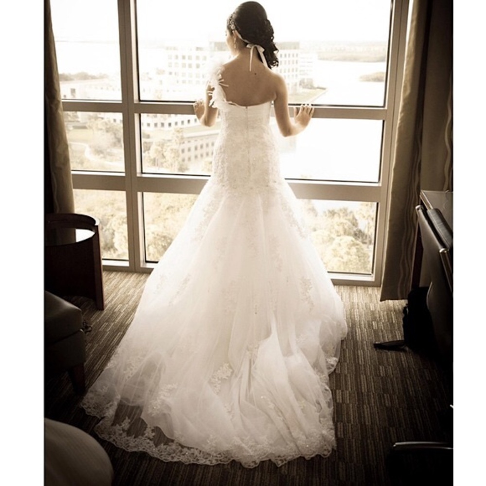 Demetrio’s 1-Shoulder Fit & Flare Bridal Dress 4